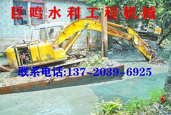 湖北武汉市黄陂区在水里干活的挖机